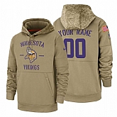 Minnesota Vikings Customized Nike Tan Salute To Service Name & Number Sideline Therma Pullover Hoodie,baseball caps,new era cap wholesale,wholesale hats